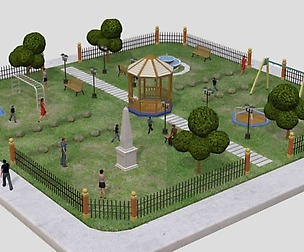 Low poly 'Urban Park' with children games