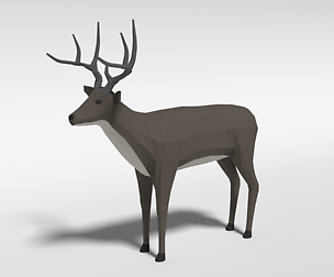 Low Poly Cartoon White-tailed Deer