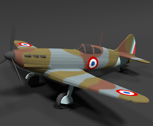 Low Poly Cartoon Dewoitine D520 WWII Airplane