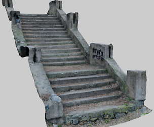 Old ruined concrete staircase Low-poly 3D model