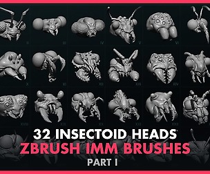 Alien Insectoid Heads – 32 IMM Brushes Part I