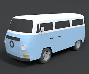 Low Poly Cartoon Retro Van