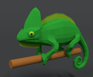 Low Poly Cartoon Chameleon