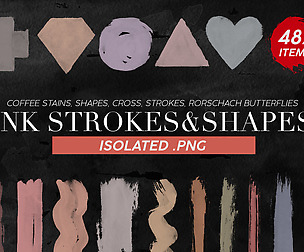 487 Isolated Ink Strokes & Shapes
