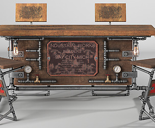 Steampunk Table Set 3D model