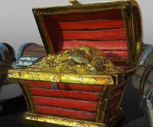 3D Treasure Wooden Chests - Game Ready