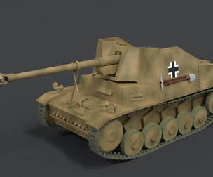 Low Poly Cartoon SdKFz 131 Marder II Tank
