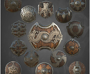 15 low poly ancient sheild+4kPBR texture