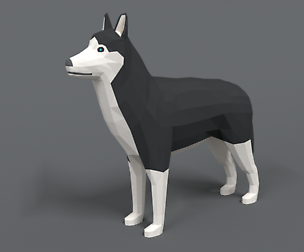 Low Poly Cartoon Husky