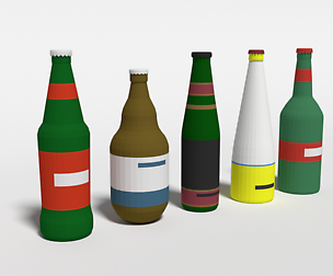 Low Poly Cartoon Beer Bottles
