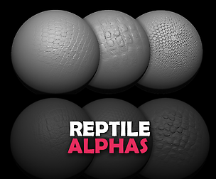 15 Reptile Alphas (ZBrush, Substance, 2K, PSD)