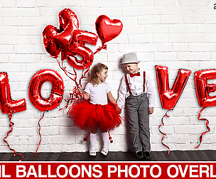 45 Foil Red Balloons Overlay