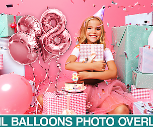 45 Foil Pink Balloons Overlays