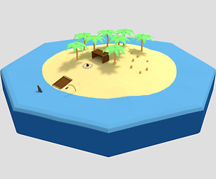 Low Poly Cartoon Island Scene