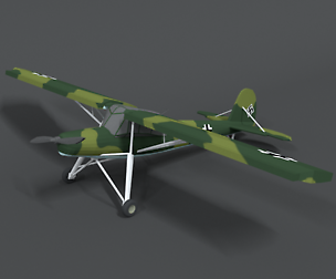 Low Poly Cartoon Fieseler Fi 156 Storch WWII
