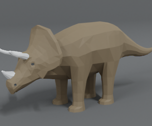 Low Poly Cartoon Triceratops Dinosaur