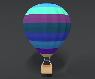 Low Poly Cartoon Hot Air Balloon