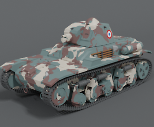 Low Poly Cartoon Renault R35 Tank