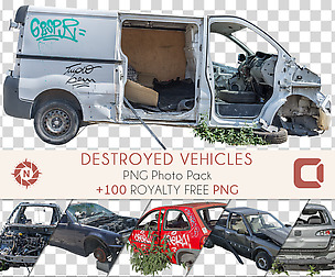 Destroyed Vehicles - PNG Photo Pack
