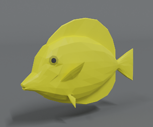Low Poly Cartoon Yellow Tang Fish