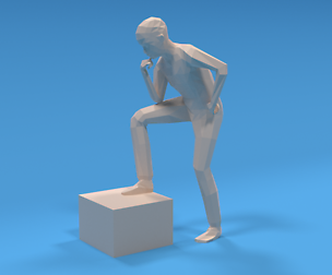 Low Poly Kid Thinking