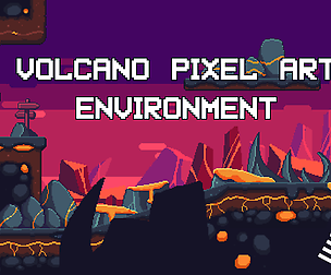 Volcano pixel art environment