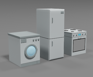 Low Poly Cartoon Household Electronic Devices