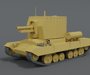 Low Poly Cartoon Bishop Tank