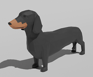 Low Poly Cartoon Dachshund Dog
