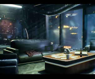 CyberPunk / Sci - Fi Apartment Interior Kitbash