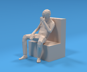 Low Poly Kid Sitting Disappointed