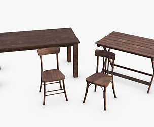 Bunker Tables and Chairs WWII