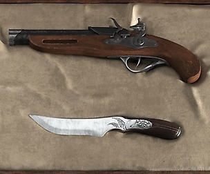 flintlock and knife