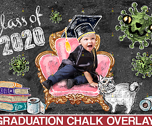 Overlay Graduation Sidewalk Chalk Art