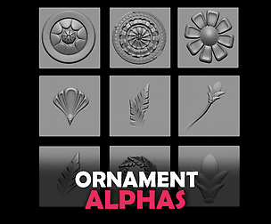 26 Ornament Alphas (ZBRush, Substance, 2K)