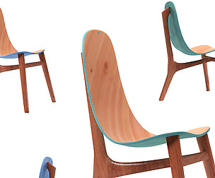 Blue and green chair wood
