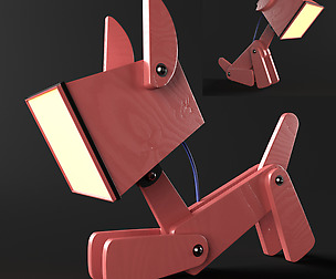 Red dogi wooden table lamp