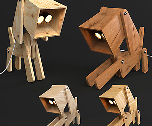 Puppy Table Lamp By 4 Wood Matrial