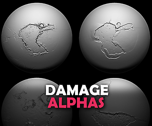 20 Damage Alphas (ZBRush, Substance, 2K)