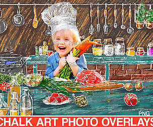 Chalk art clipart kitchen, Chalkboard