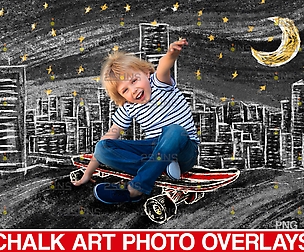 Skate chalk art photo overlays