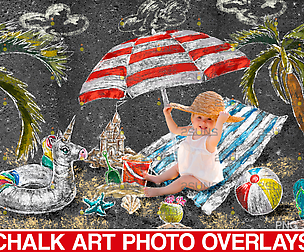 Sidewalk Chalk art Overlay, Summer