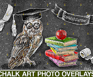 Overlay Graduation Sidewalk Chalk Art
