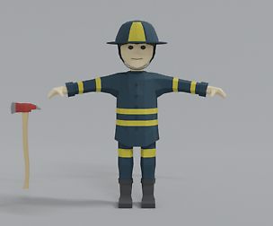 Low Poly Cartoon Firefighter