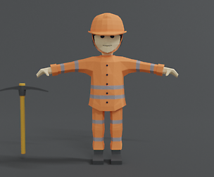 Low Poly Cartoon Street Worker