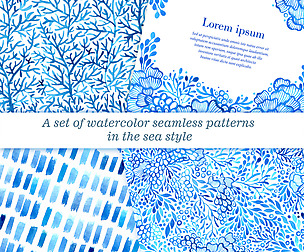 Set of watercolor seamless patterns