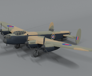 Low Poly Cartoon Avro Lancaster WWII Airplane