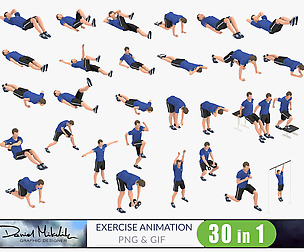 30 Exercise Animations looped Bundle