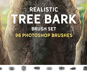 Realistic tree bark brush set