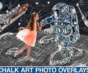 Chalk art overlay Space Explorer Photoshop